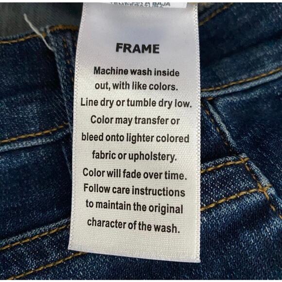 NWOT FRAME Le Garcon Straight Jeans Sz 24 Dark Wash Frayed Mid Rise - Picture 10 of 14